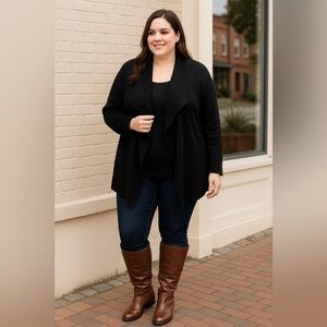 Sonoma Lifestyle Black Open Front Cardigan Sweater 3X NWT